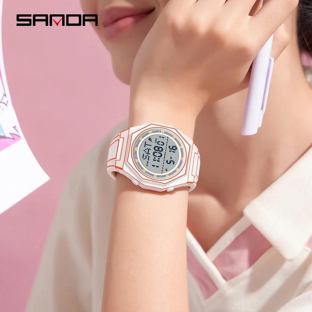 SANDA Men's and Women's Sports Electronic Watch Multi functional 5ATM Waterproof Colorful Night Light Alarm Clock Timing