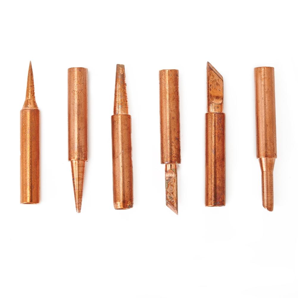 6pc Lead-Soldering Solder Iron Tips 900M-T For 936 937 938 969 8586 852D P#