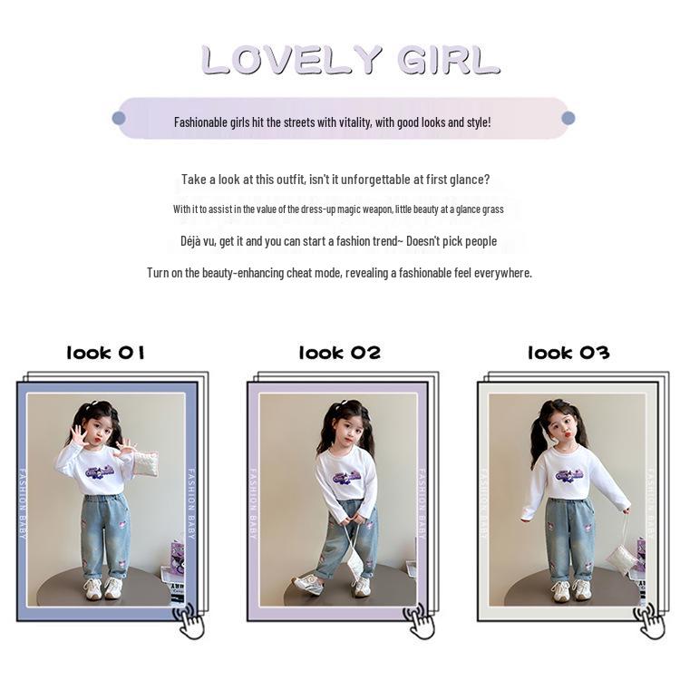 Kuromi Girls' Loose Fit Jeans, Spring/Autumn 2025 Fashionable Style