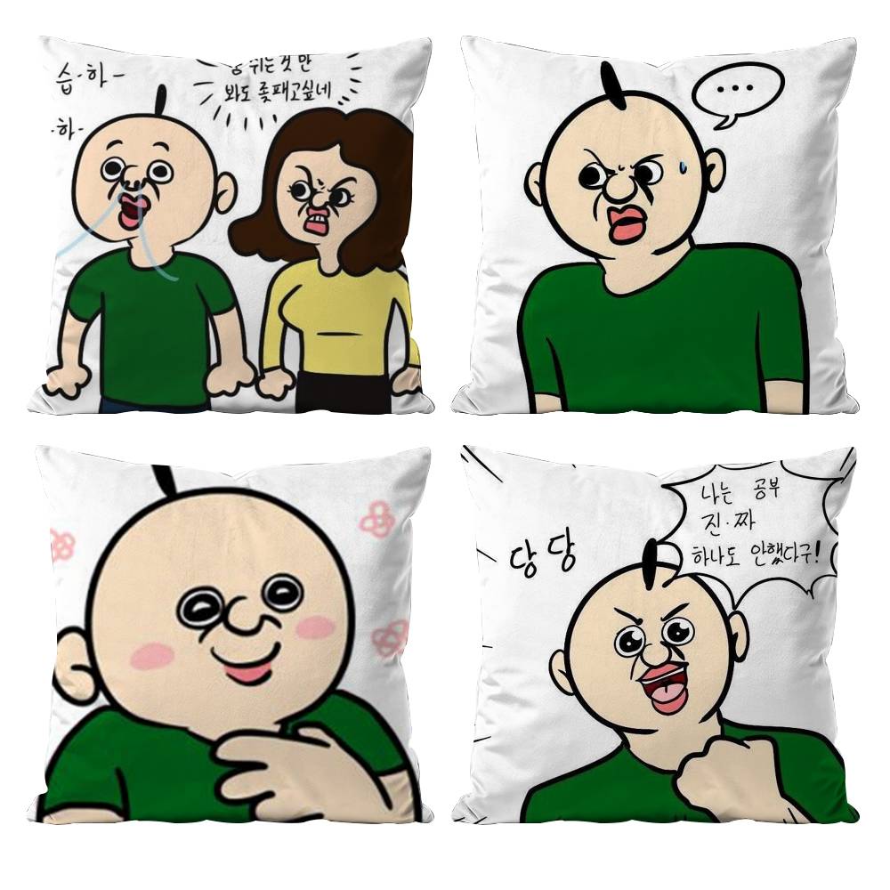 Funny Bonbons Daily Life Cartoon Pillow Case Anti-dustmite Pillowcase Invisible zipper silky short plush Sofa cushion cover