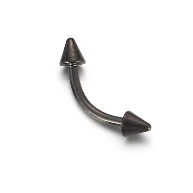 Stainless Steel Double-Headed Curved Banana Bar Eyebrow Piercing with Cone Stud