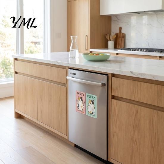 Easy Flip Dishwasher Indicator Clean Dirty Magnet, Acrylic Cartoon Animal Sign, Magnet Double-Sided & for Kitchen Decoration Magnetic