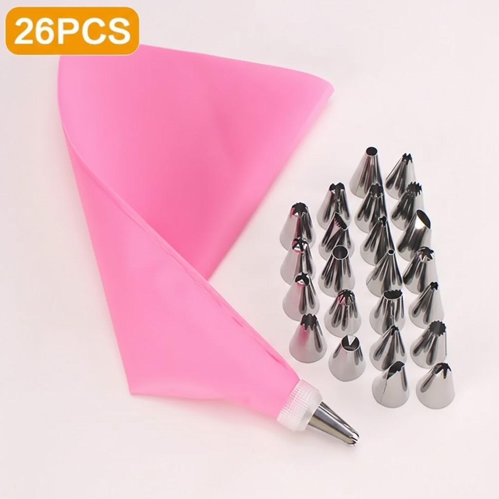 24 PCS Silicone Piping Bags Set with Spout Tips for Cake Decorating Professional Baking Pastry Tools Kit