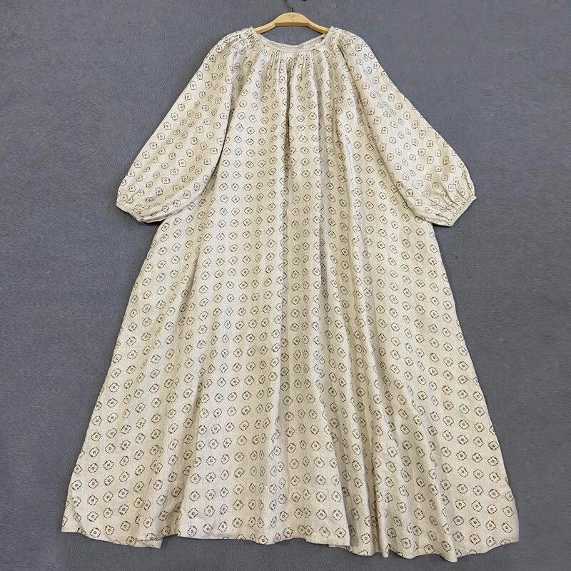 

Johnature винтажные японские платья с вышивкой и принтом женские осенне-зимние свободные простые платья One Size легкие хаки