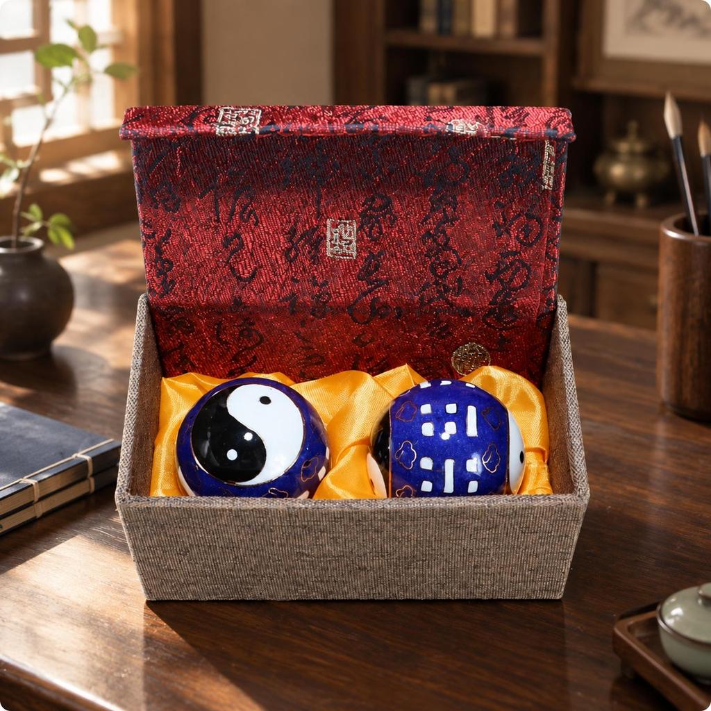 Spherical Esmaltado Hand Ball with Presentation Box Yin-Yang Exercise
