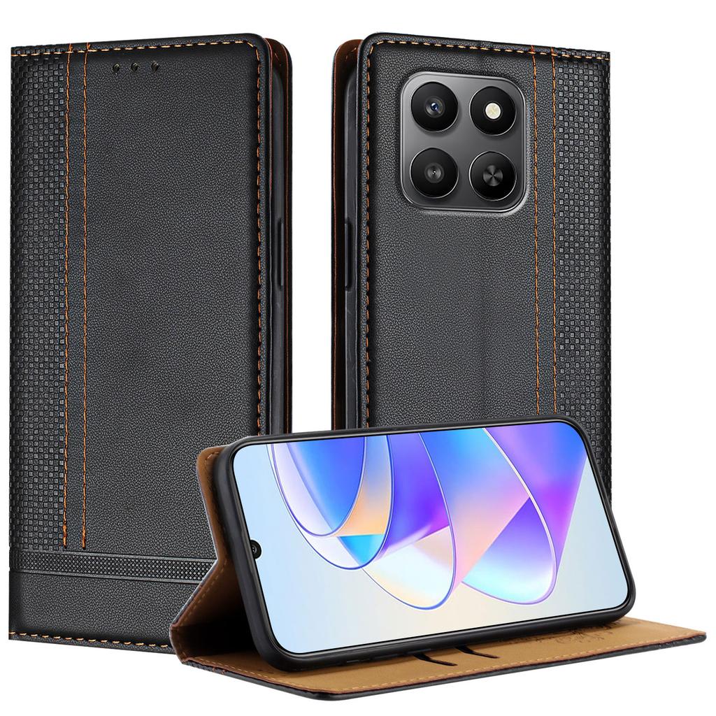 Husă Smart pentru Honor 400 Model Grilă în Formă de L Piele Stand Acoperire Telefon cu Sloturi pentru Carduri