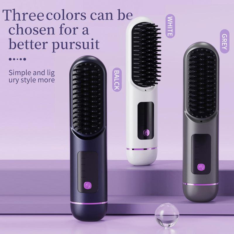 New Design Professional Portable Hair Straightener Brush Usb Rechargeable Wireless Electric Hair Straightener Comb Brushes 110-120 V белый