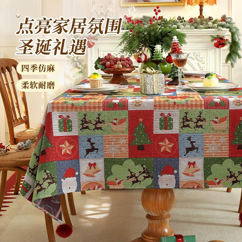 Christmas Square Tablecloth Festive Decor Dining Coffee Table Anti-dust Wear-resistant