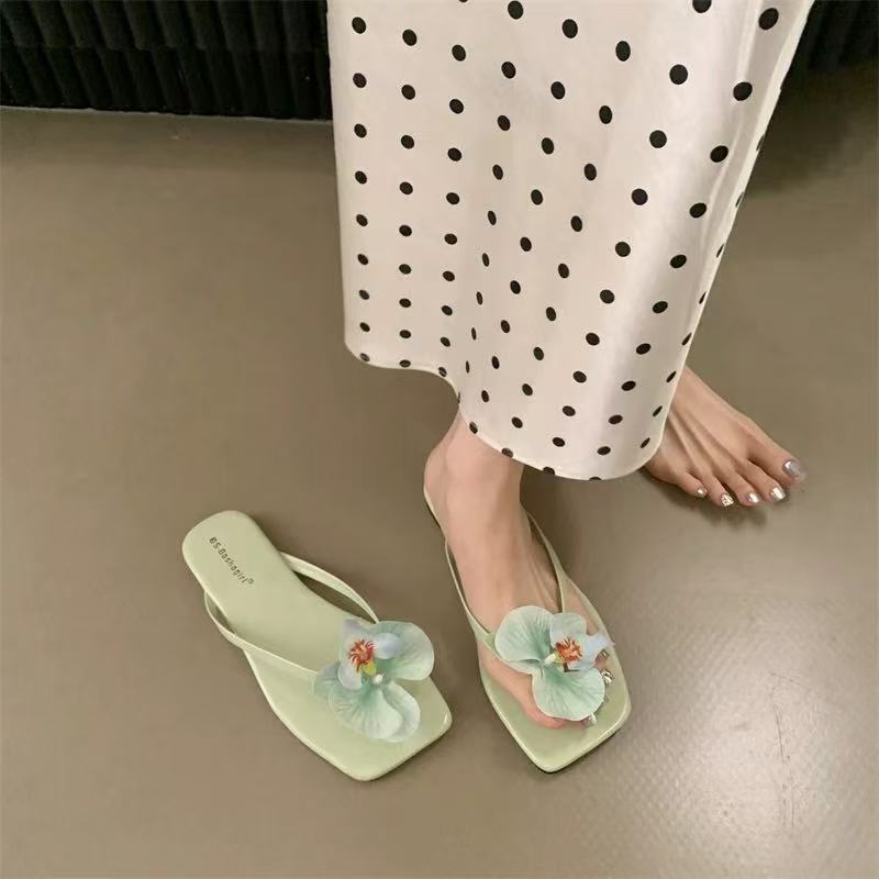 Fashion Chic Fairy - Style Flower Flip - Flops | Orchid Accent, Soft & Comfy, Perfect for Beach Vacations & Daily Leisure