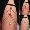 Leg Chain Tassel Leaf Shape Elastic Band Multi Layers Women Thigh Chain