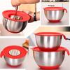 Stainless Steel Mixing Bowl Set with Graters, Lid and Non-slip Silicone Bottom, Multi-purpose Kitchen Prep Bowls for Baking Cooking Salad Dough Mixing