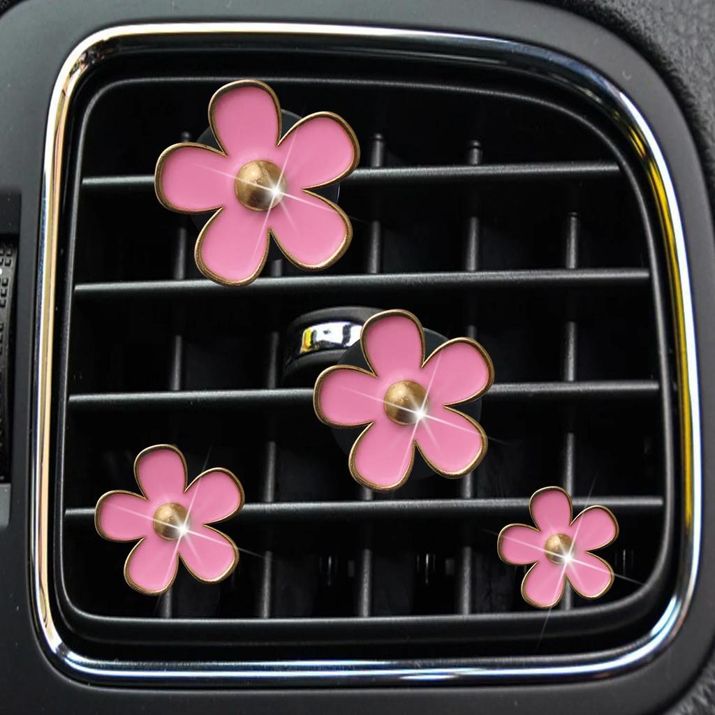 4PCs Flower Car Outlet Vent Perfume Clips Air Freshener Diffuser Conditioning Aromatherapy Perfume Clip Car Interior Decoration