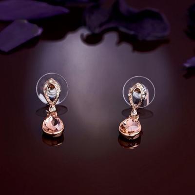 Exquisite Women's Rose Gold Plated Austrian Crystal Drop Earrings