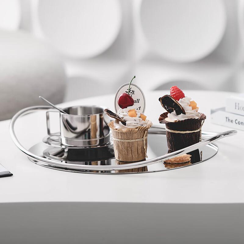 Stainless Steel Oval Coffee Cup Serving Tray
