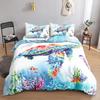 Mermaid Duvet Cover Set,Starfish Blue Undersea Style Dreaming Fairy Tale Bedding Set Girly Comforter Cover Bedroom Decor Gifts