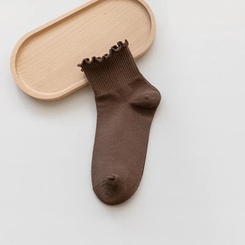 Socks For Women Cute New Summer Japanese Style Breathable Girls Short Socks Kawaii Solid Color Frilly Ruffle Socks Casual Sweet