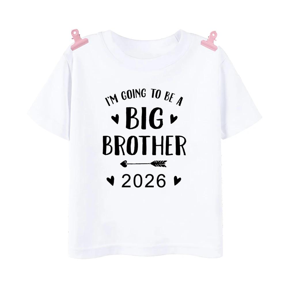 Zum großen Bruder/zur großen Schwester 2026 befördert Gedrucktes Kinder-T-Shirt Kinder Sommer-Outfit Kurzarmhemden Baby-Ankündigungs-Kleidung