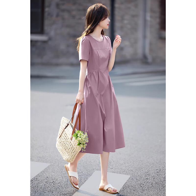 Women's Puff Sleeve Pleated A-Line Midi Dress