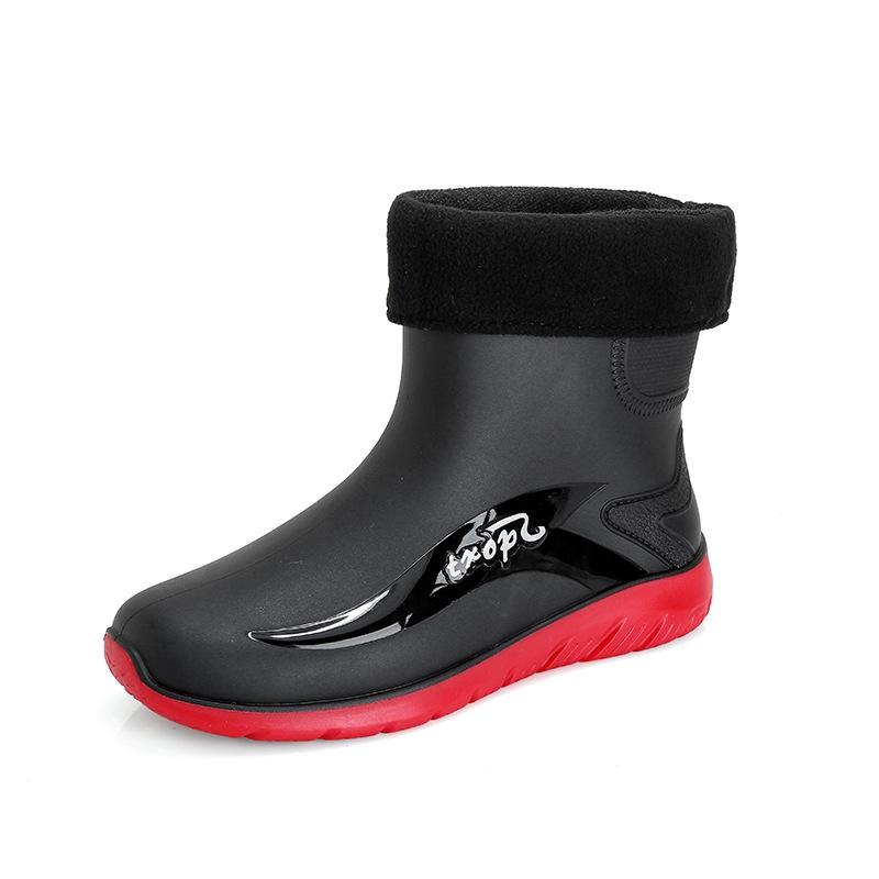 Winter Men's Rain Shoes Windproof Cotton Rain Boots Warm Fashion Slip On Fishing Shoes Outdoor Waterproof Work Boot Plus Size 44