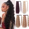 Long Wavy Kinky Curly Velcro Clip In Ponytail Hair Extensions Synthetic Natural Color Hairpieces