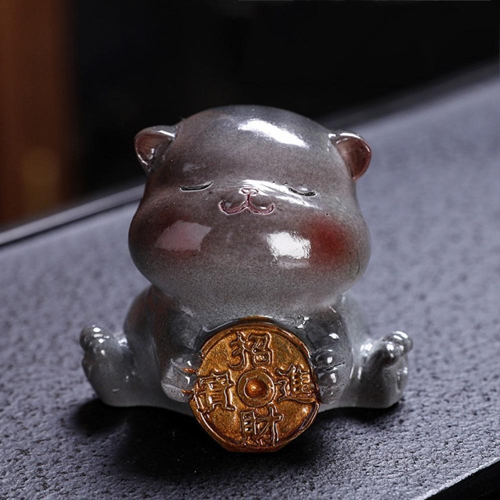 Cute Mascot Lucky Cat Table Decoration Figurines Desktops Animal Ornament  Tearoom