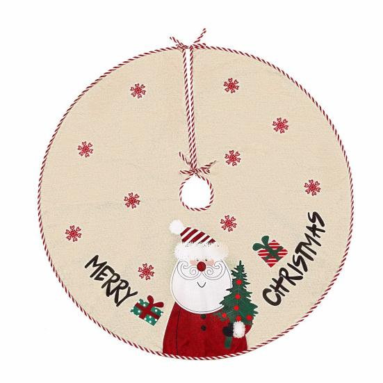 Christmas Tree Skirt 40 Inch Winter Snowman/Santa Claus Xmas Tree Mat Rustic Burlap Tree Skirt for Holiday Party Home Indoor Decorations