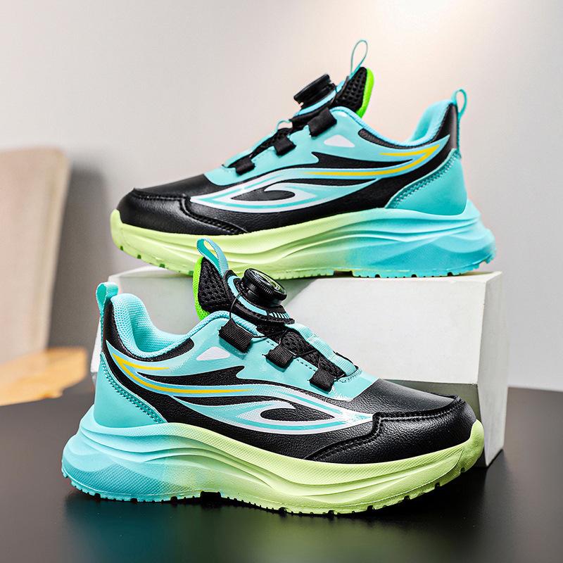 Girls' Shoes New Mesh Shoes In Summer 2025 Medium and Older Children's Casual Rotating Buckle Boys' and Primary School Students' Sports Running Shoes