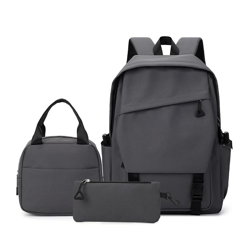 3pcs/set Campus Student Backpacks, Boys Girls School Bags for Teen Men Women Tote Bag and Clutch Pocket , Solid Color Travel Bag