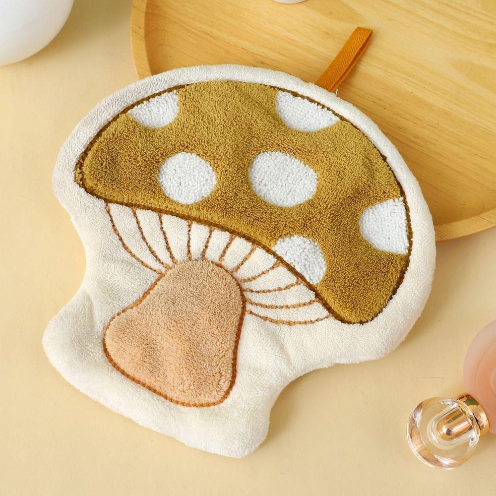 Quick-Dry Mushroom Theme Hand Towel Coral Fleece Soft Toilet Handkerchief Comfort Thickened Bathroom Kerchief Kitchen Home