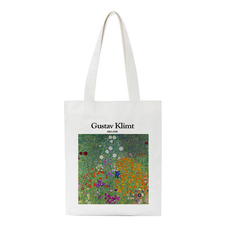 Gustav Klimt Bag New Shopper Bag Casual Harajuku High-capacity Canvas Bag Art Letter Fun Fashion Vintage Women Shoulder Bags