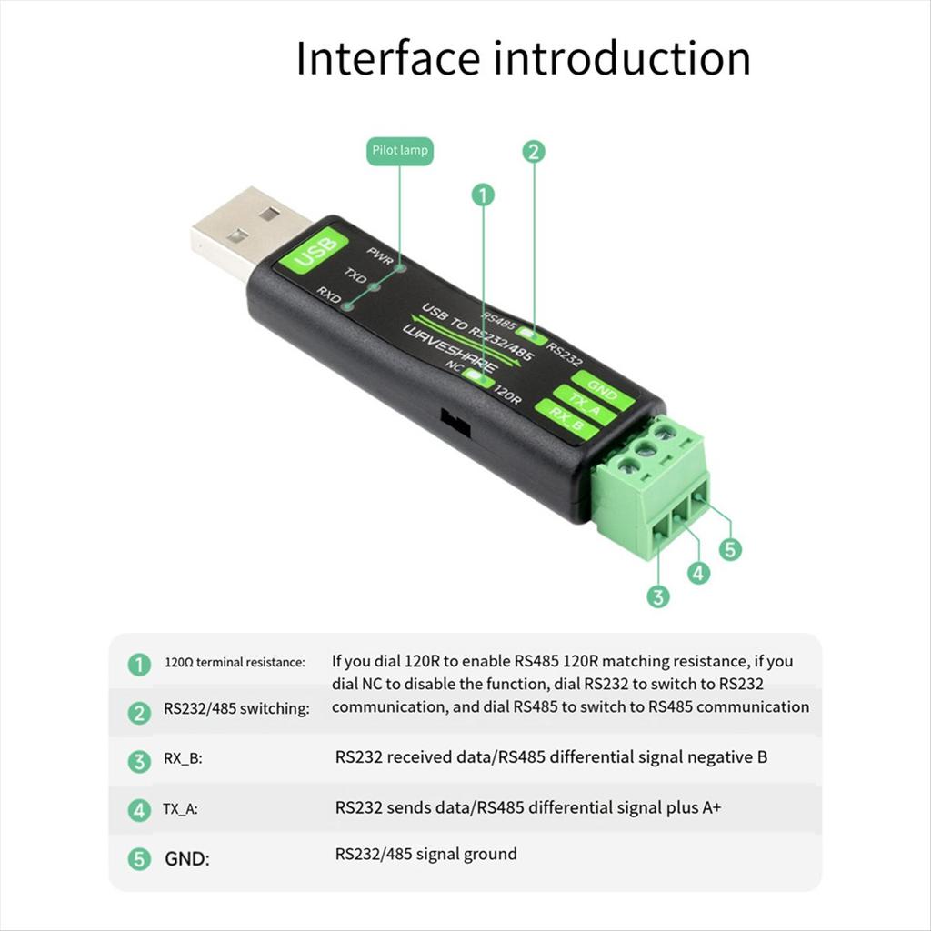 USB To RS232/485 Serial Communication Converter FT232RNL for Linux Android Win 11/10/8.1/8/7