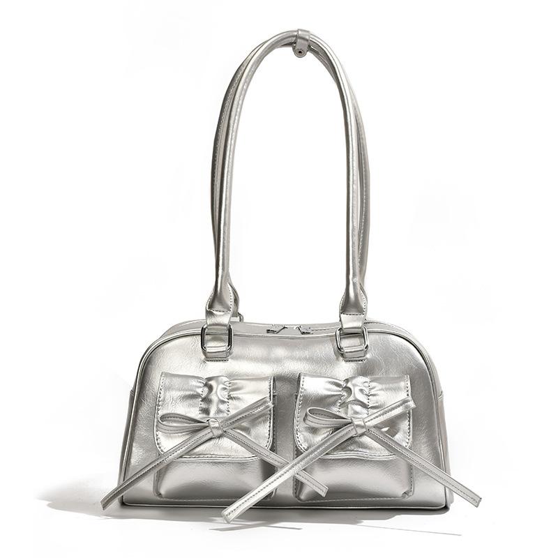Korean Feeling Single Shoulder Underarm Women's Bag 2026 Fashion Bow Simple Tote Bag
