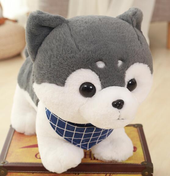 1ks 30cm Krásný vycpaný pejsek se šátkem Měkké roztomilé zvířátko Kreslený plyšový pes panenka pro děti B