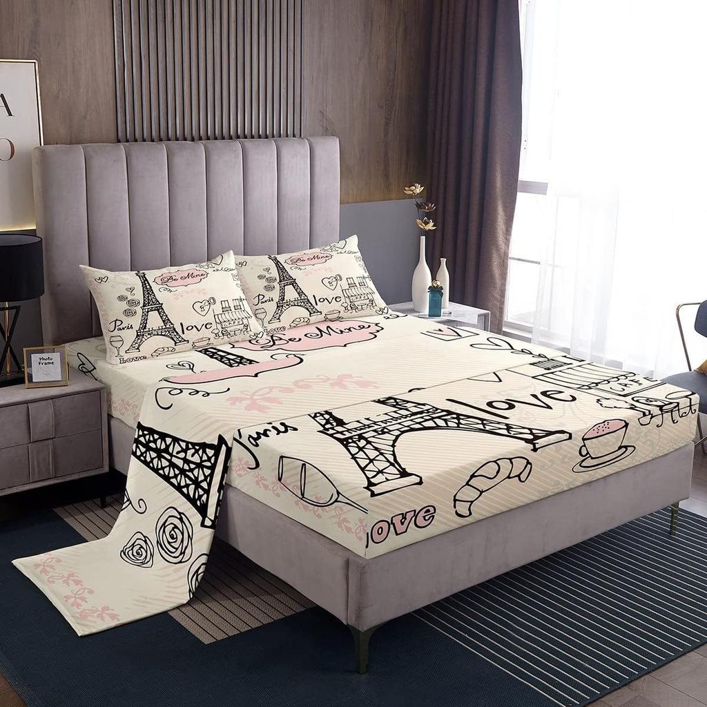 Wild Animal Camping Pattern Bed Hat Four-Piece Bedding Set Bedroom Dormitory Bedding Decoration