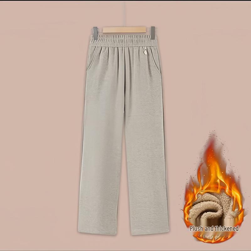 Women's Autumn/Winter High-Waisted Elastic Wool Trousers - Plus Size, Stylish & Loose Fit for Middle-Aged and Elderly Moms (2025 Collection)