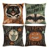 Linen Blend Halloween Throw Pillowcases Vibrant Happy Halloween Design Autumn Decor Living Room Bedroom Couch Sofa Party Decor