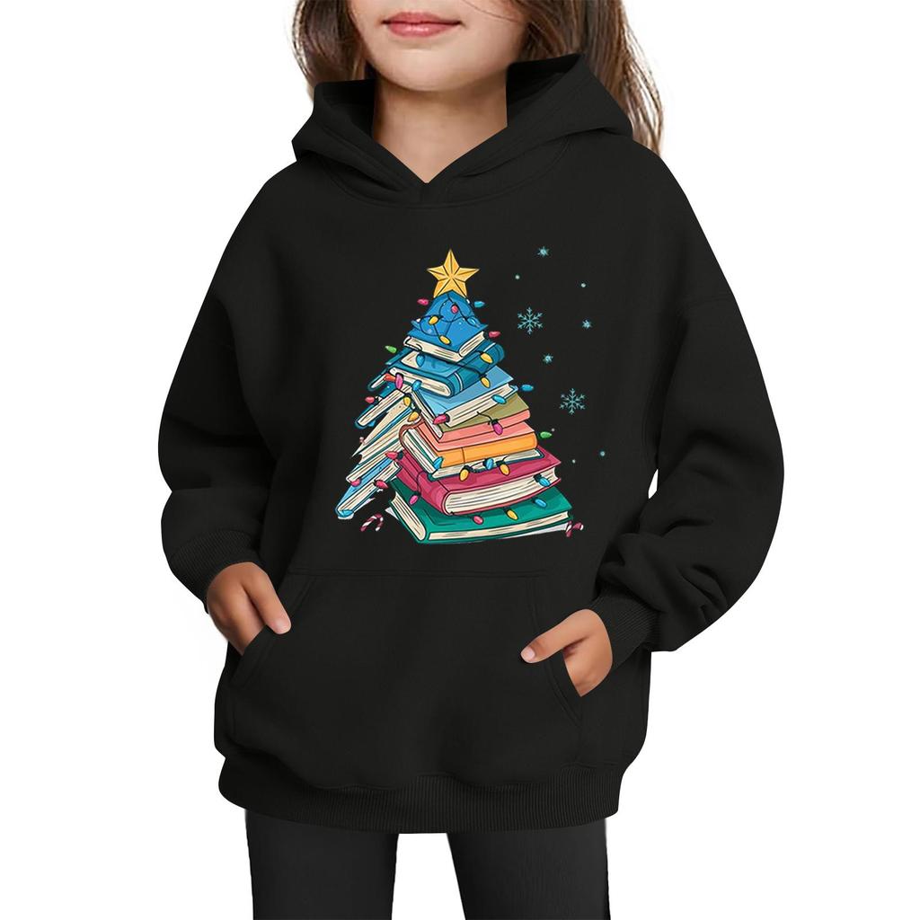 Sweatshirts für Teenager-Mädchen Hoodies Langarm Kordelzug Pullover Niedlicher Aufdruck Übergroßer Hoodie Weihnachten
