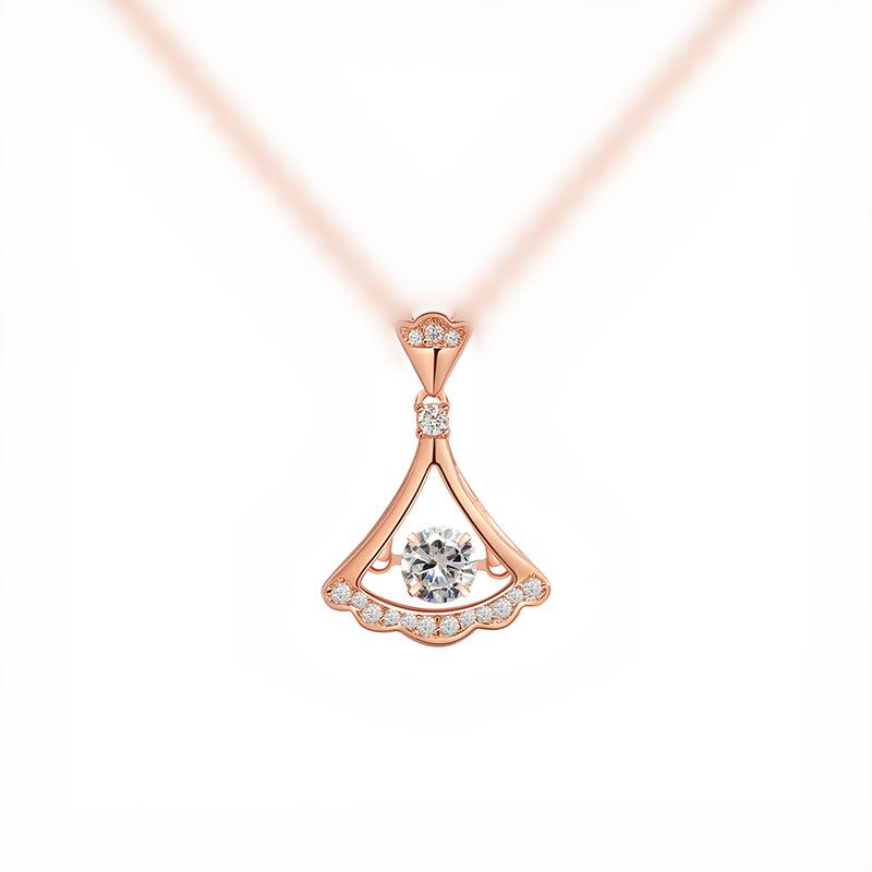 

Ожерелье с подвеской в виде веера и бьющимся сердцем для девушки на День святого Валентина Циси, прохладное ожерелье с юбкой в виде умного маленького веера