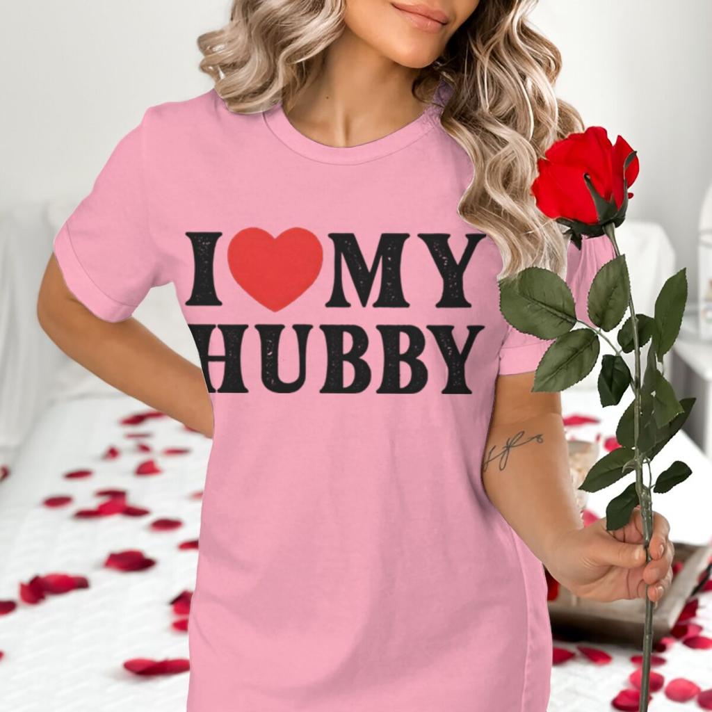 I Love My WifeI Love Hubby Print Couple T Shirt Men Women Valentines Day Gifts Tshirts Fun Short Sleeve LoversMatching Tshirt