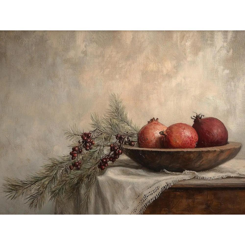 Vintage Botanical Burgundy Floral Posters Olive Branch Fruit Still Life Prints Canvas Painting Wall Art Pictures Home Room Decor