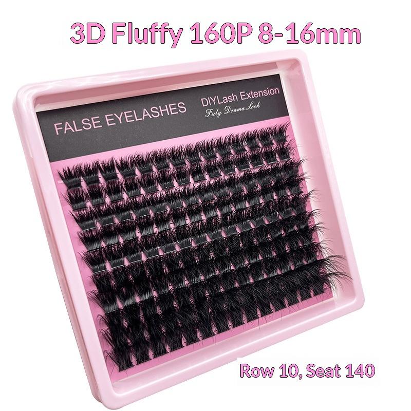 Volume Wispy Lash Clusters Fluffy D Curl 8 to 16mm Mink Eyelash Extensions for Party and Daily Wear