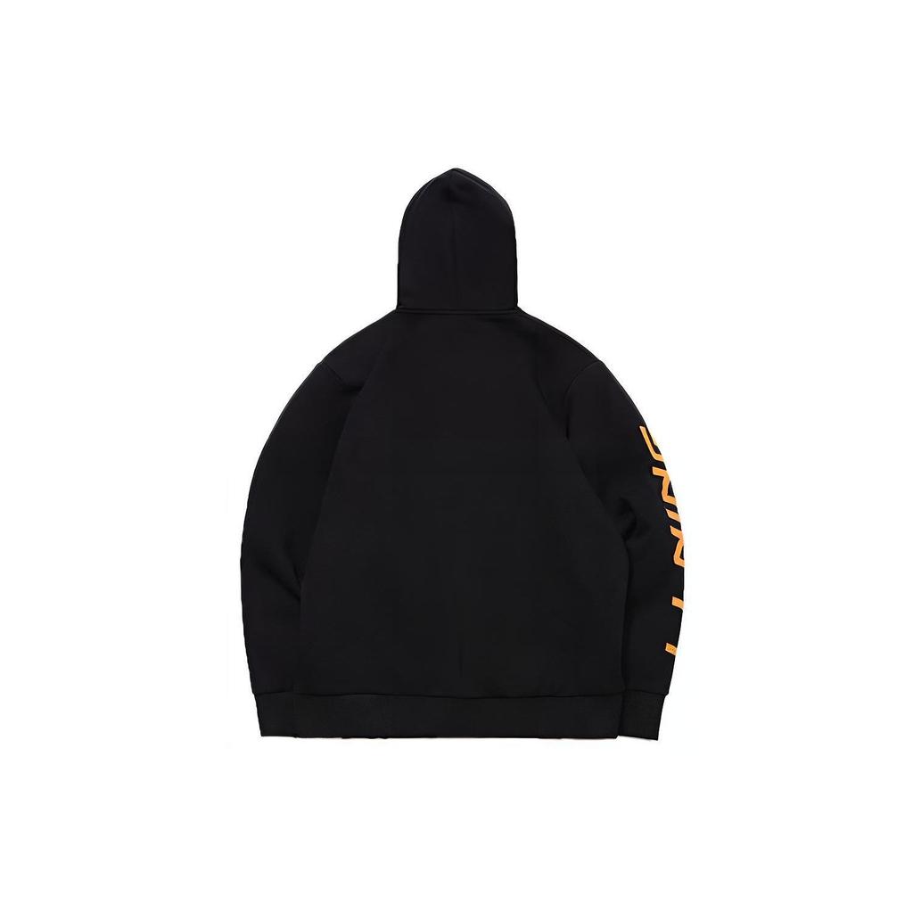 Li Ning Logo Print Zip Long Sleeve Hoodie Men Hoodies Black AWDPD23-17