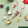 Christmas, Stainless Steel Spoon and Fork Set Santa Spoon Fruit Fork Tableware Gift Box