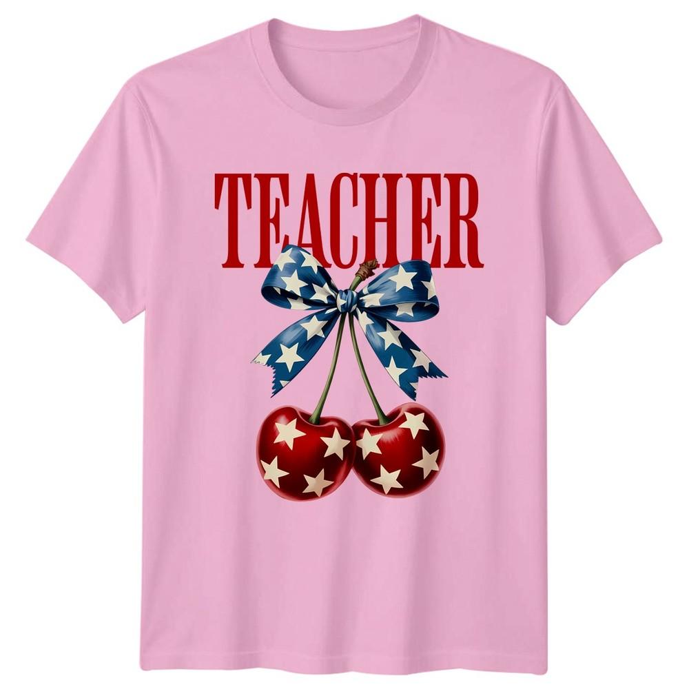 Teacher Patriotic Cherries Professions Unisex Unisex Graphic Tee