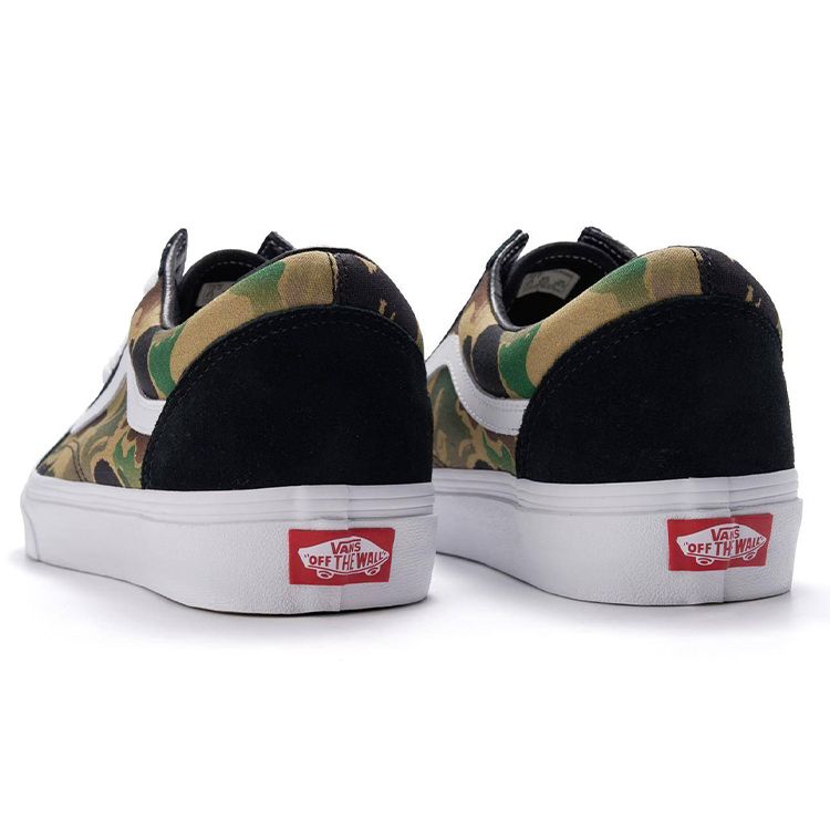 A Bathing Ape X Vans Old Skool Leather Low Top Skate Shoes Black Camouflage Unisex Sneakers VN0A4OE22DR