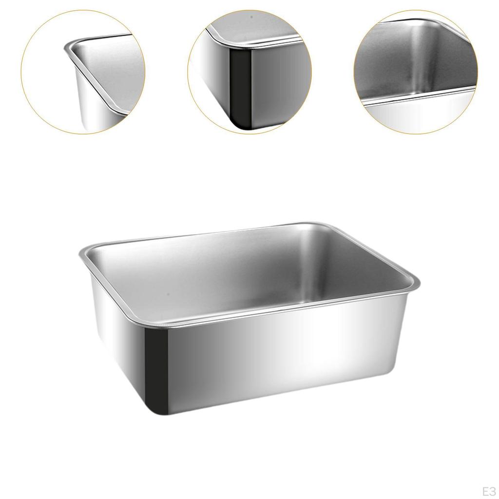 Cat Litter Box for Domestic Cats, Stainless Steel Sandbox, Open Top, Easy to Clean, High Side Walls,