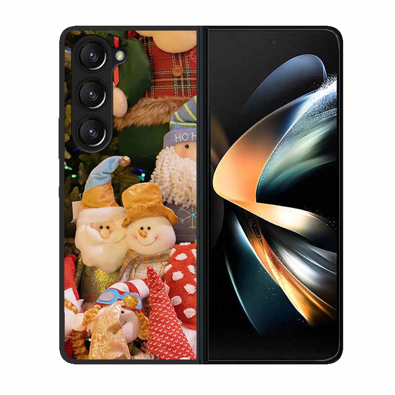 Christmas Case For Samsung Galaxy Z Fold 6 5 4 3 Cover Fold5 Fold4 Lovely Black Hard Plastic PC Cover For Galaxy Z Fold5 5G Case