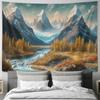 Mountain River Forest Landscape Wall Tapestry Machine Washable All Season Decor Art Print Nature Design Home Easy to clean