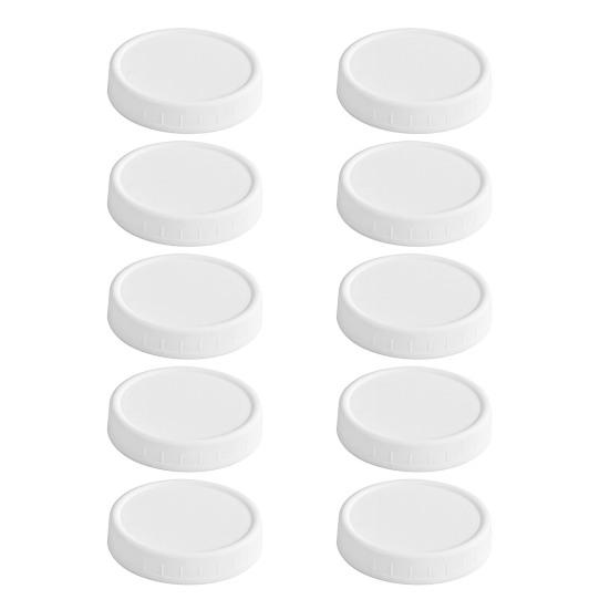 10 Stück 86MM Weithals Einmachglasdeckel Wiederverwendbar Auslaufsicher Weiß Einkochdeckel Schälchen Deckel Spülmaschinenfest Lebensmittelqualität Glasverschlussdeckel Oberer Deckel