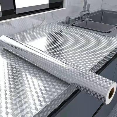 Kitchen Cabinet Wallpaper Waterproof and Oil-proof Wallpaper Self-adhesive Aluminum Foil Self-adhesive Wallpaper